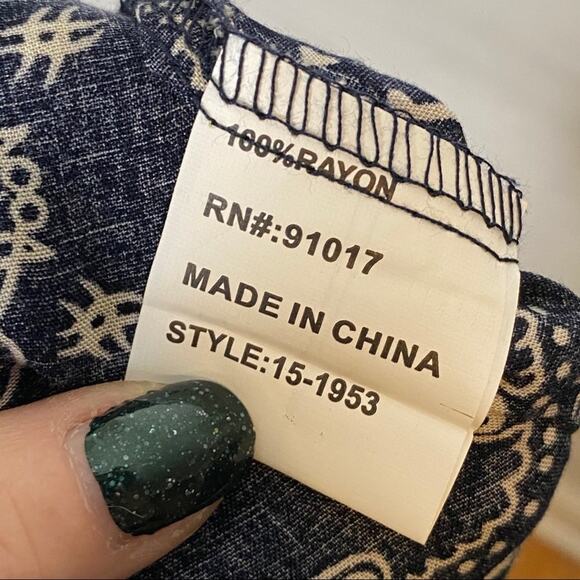 L'AFFAIRE boho embellished embroidered navy tank size small - Picture 7 of 7